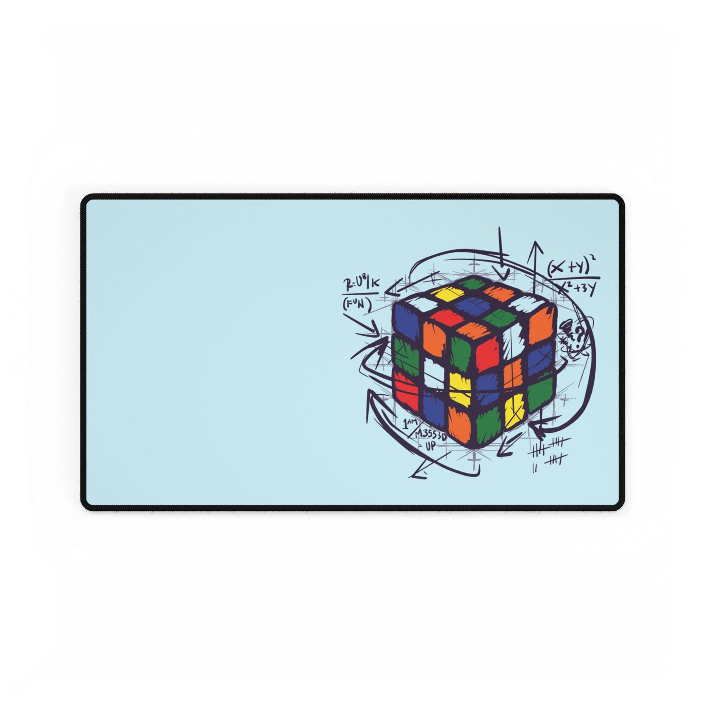 Rubik’s Cube Sketch Desk Mat — Puzzle Gamer Mousepad Office Desk Mat