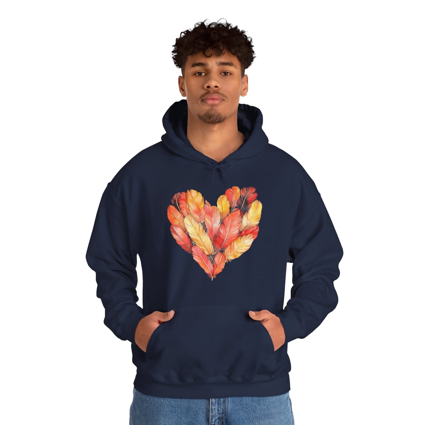 Autumn Leaf Heart Hoodie — Cozy Fall Pullover for Women & Men