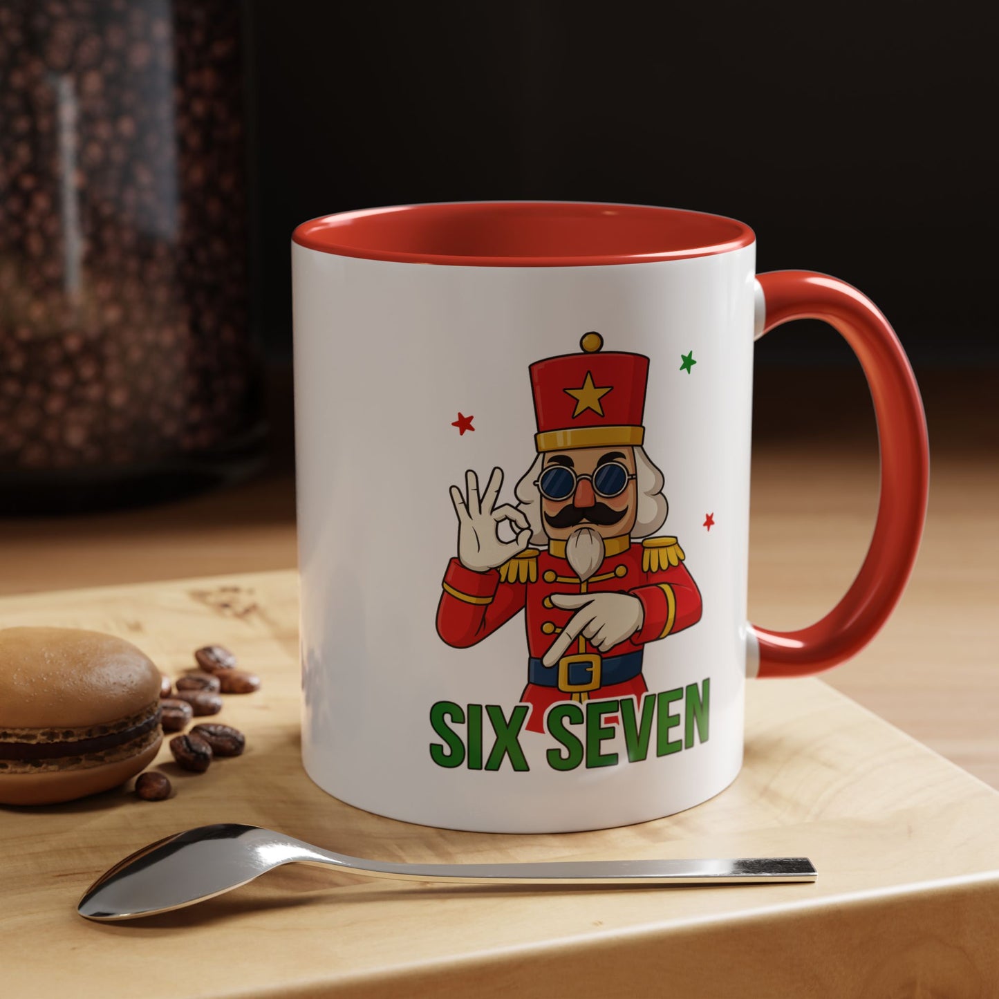Six Seven Nutcracker Coffee Mug — Holiday Military Band Graphic Accent Mug (11/15oz)