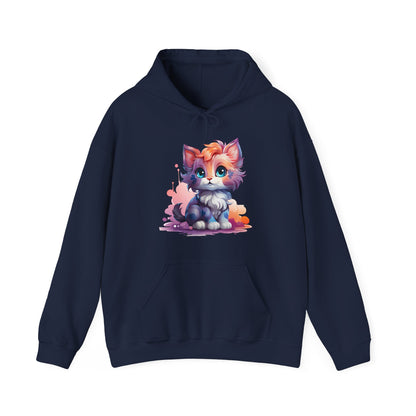 Cute Watercolor Kitten Hoodie — Adorable Colorful Cat Graphic Sweatshirt