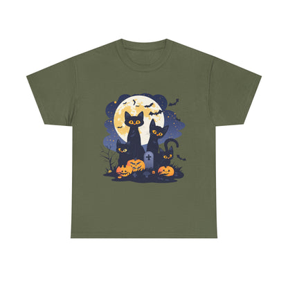 Spooky Cat Halloween Tee, Unisex Cotton T-Shirt, Cats, Halloween Gift