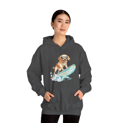 Surfing Golden Retriever Hoodie – Cute Dog Surfboard Pullover