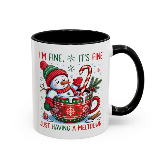 Funny Snowman Christmas Mug – I’m Fine, It’s Fine, Just Having a Meltdown Holiday Cup
