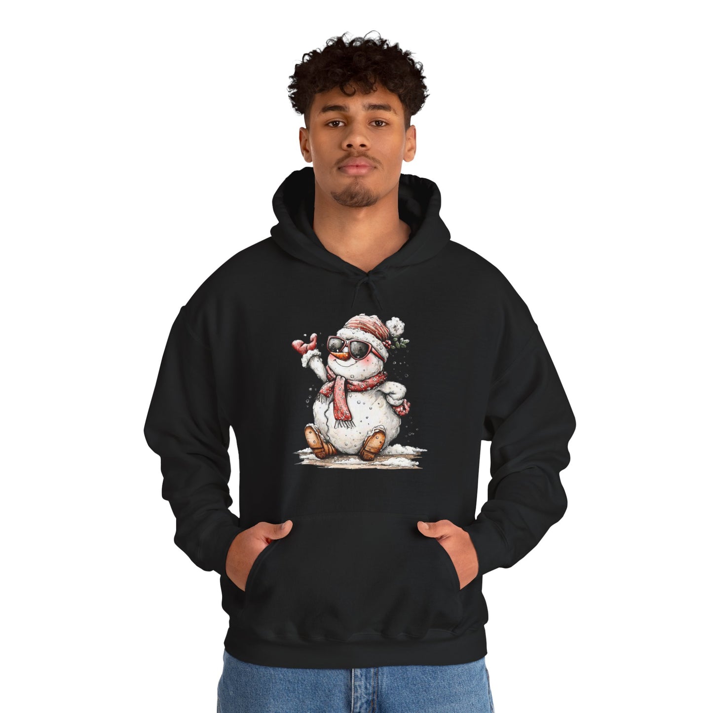 Snowman Holiday Hoodie — Cute Winter Snowman Wearing Scarf & Hat Sweatshirt