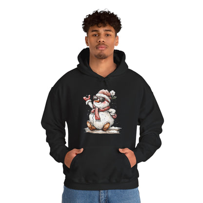 Snowman Holiday Hoodie — Cute Winter Snowman Wearing Scarf & Hat Sweatshirt