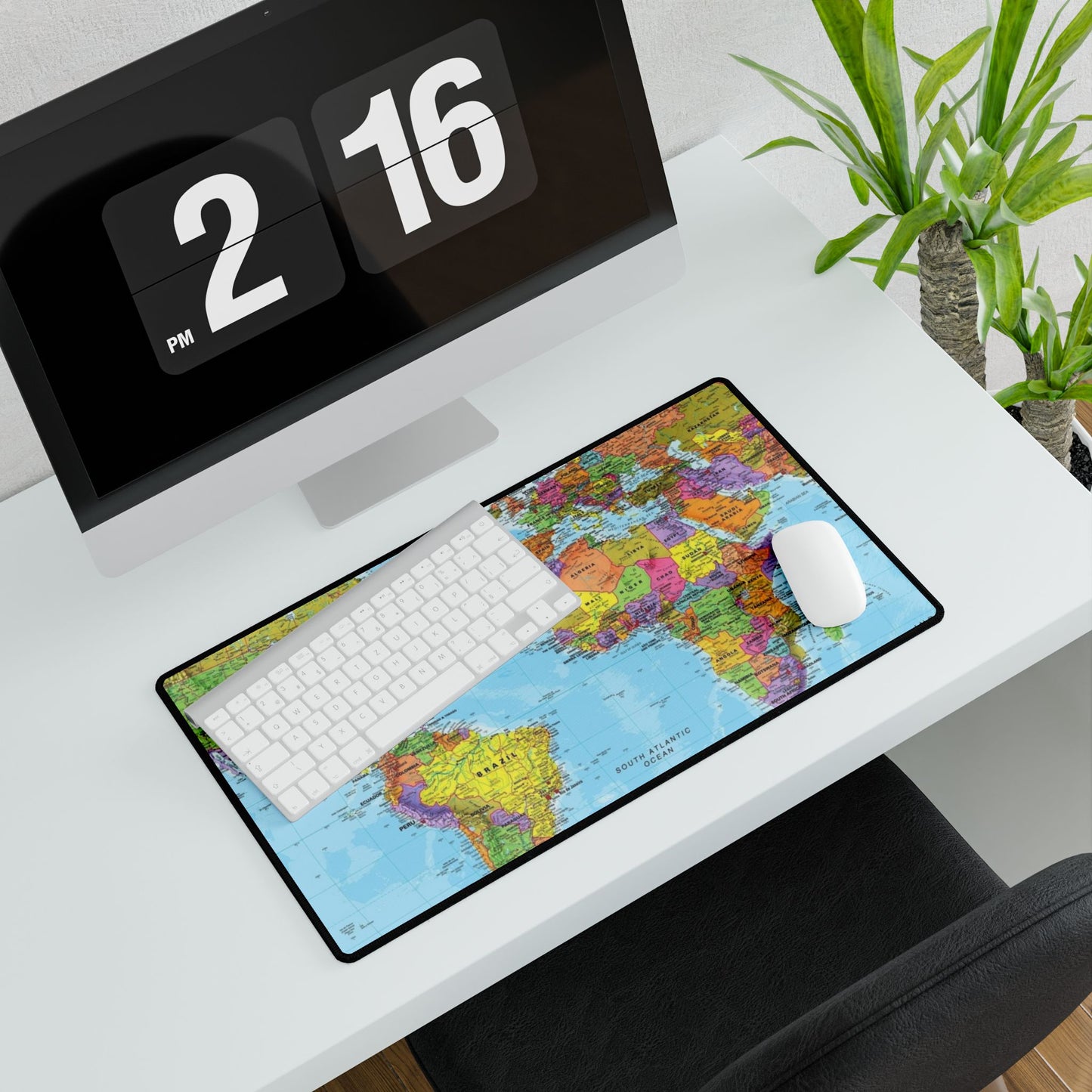 World Map Desk Mat — Large Travel-Themed Mousepad for Office & Study