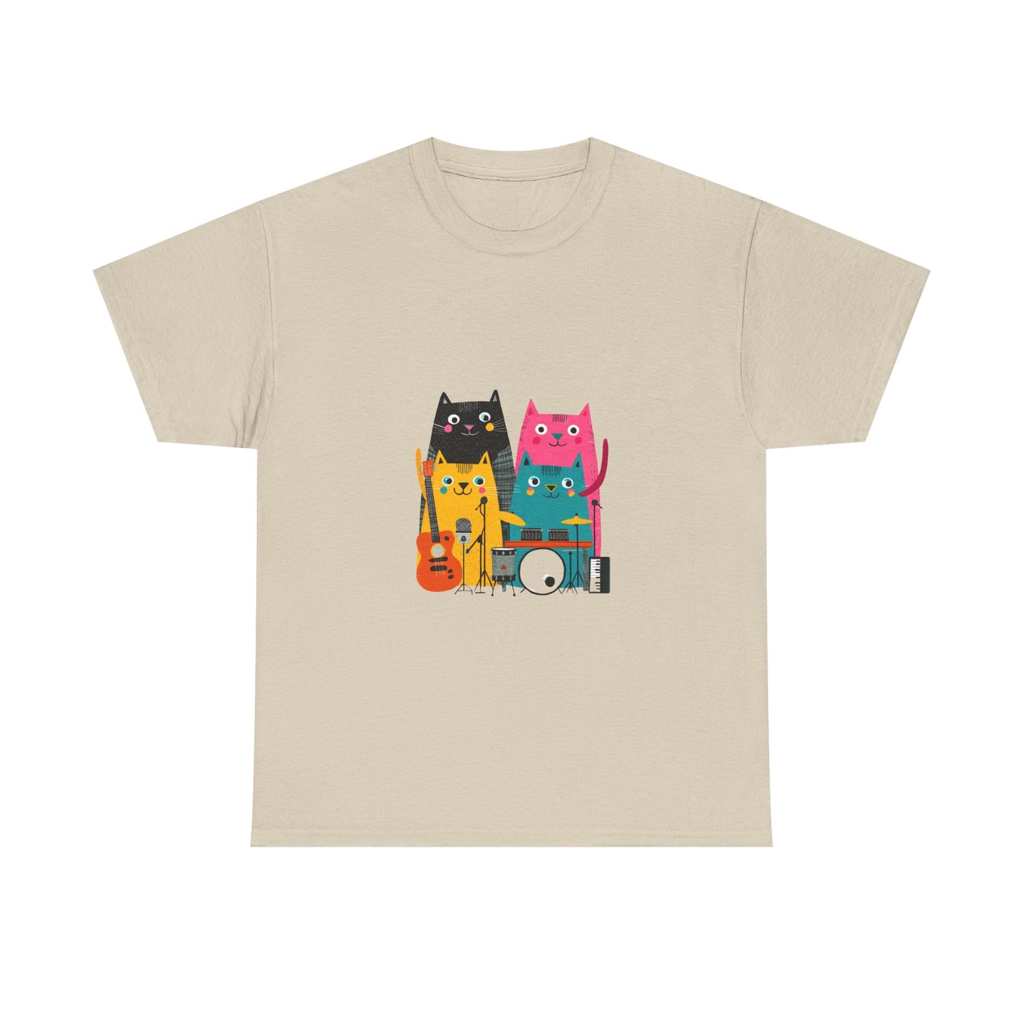 Band Cats T-Shirt – Colorful Cat Music Graphic Tee