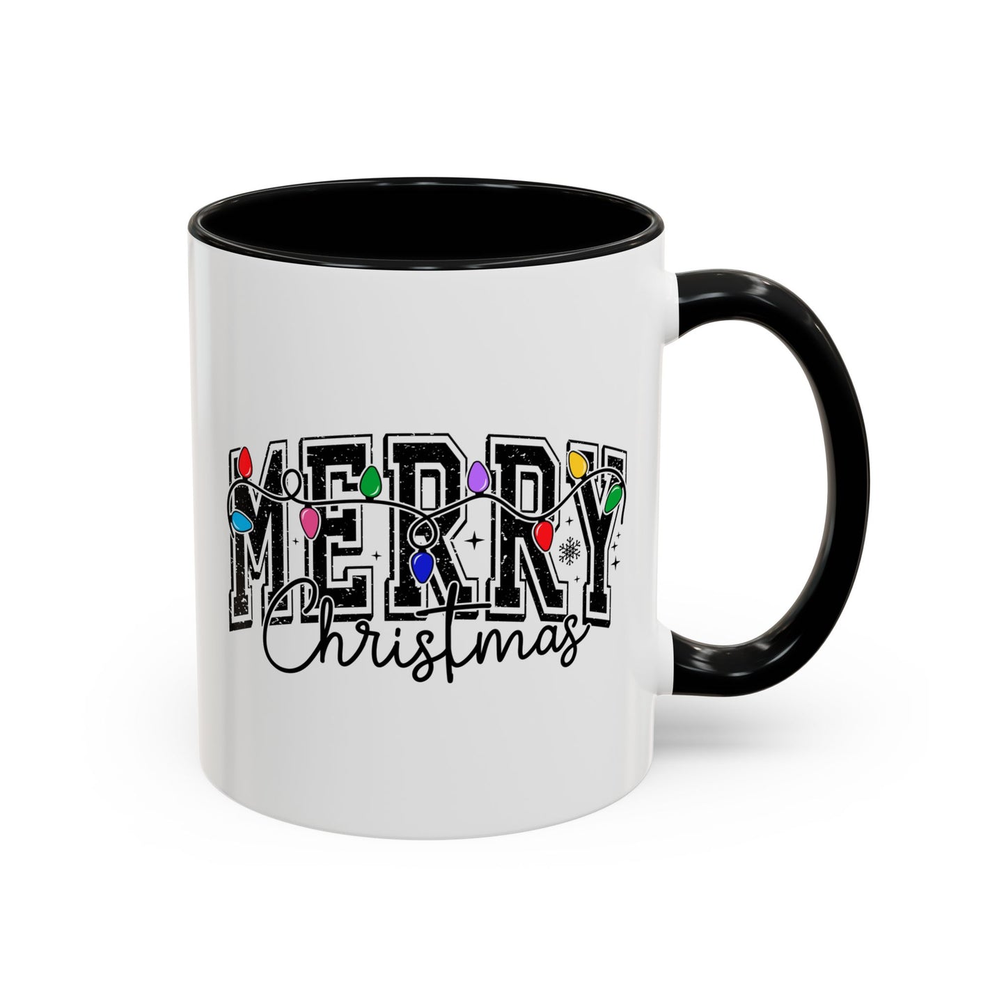 Merry Christmas Accent Coffee Mug – Holiday Lights Festive Ceramic Mug (11/15 oz)