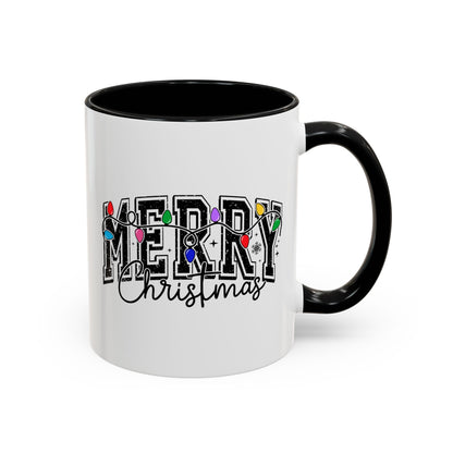 Merry Christmas Accent Coffee Mug – Holiday Lights Festive Ceramic Mug (11/15 oz)