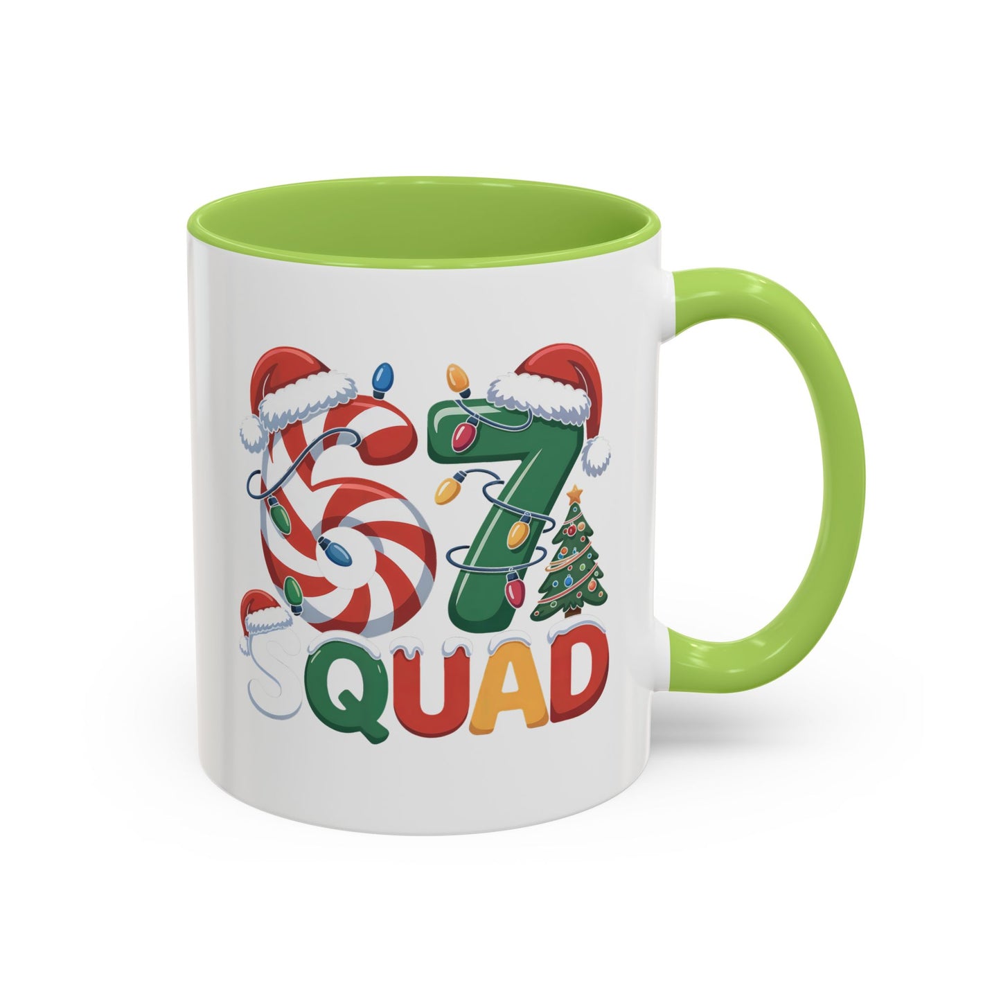 Christmas 07 Squad Accent Coffee Mug – Holiday Candy Cane & Santa Hat Design