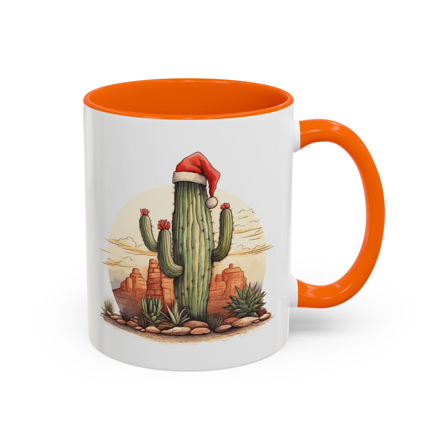 New Year Cactus Mug – Santa Hat Desert Mug – Southwestern Holiday Coffee Cup – Funny Festive Cactus New Year Gift