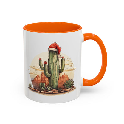 New Year Cactus Mug – Santa Hat Desert Mug – Southwestern Holiday Coffee Cup – Funny Festive Cactus New Year Gift