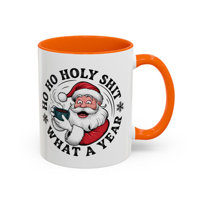 Funny Santa Christmas Mug – Ho Ho Holy Shit What a Year Holiday Coffee Cup