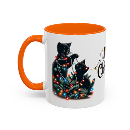 Cute Black Cat Christmas Lights Mug – Festive Holiday Coffee Cup Gift