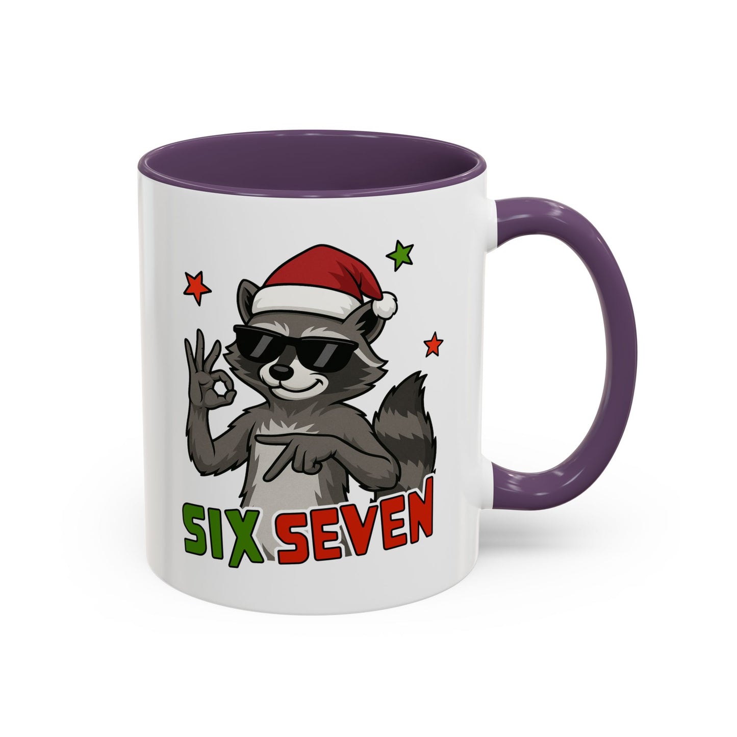 Christmas Raccoon Coffee Mug — 'Six Seven' Holiday Accent Mug (11/15 oz)