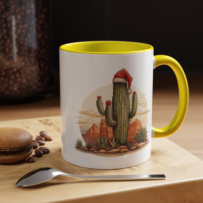 New Year Cactus Mug – Santa Hat Desert Mug – Southwestern Holiday Coffee Cup – Funny Festive Cactus New Year Gift