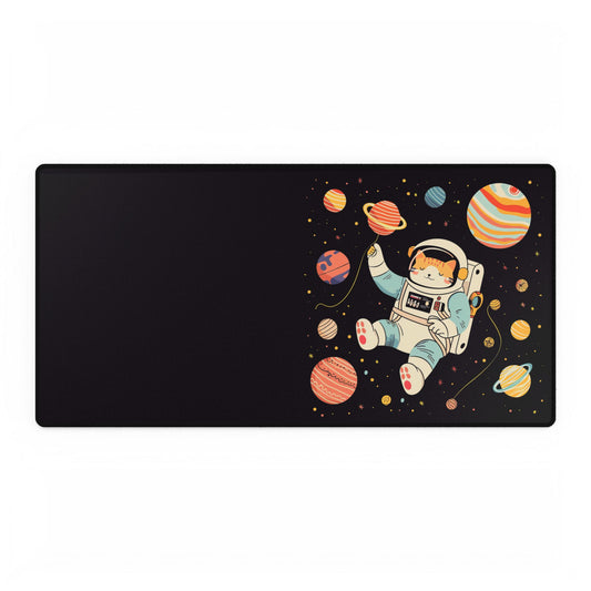 Astronaut Space Desk Mat — Cute Floating Astronaut & Planets Gaming Mouse Pad