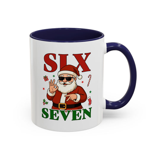 Accent Coffee Mug — 'SLX SEVEN' Cool Santa Christmas Mug (11/15oz)
