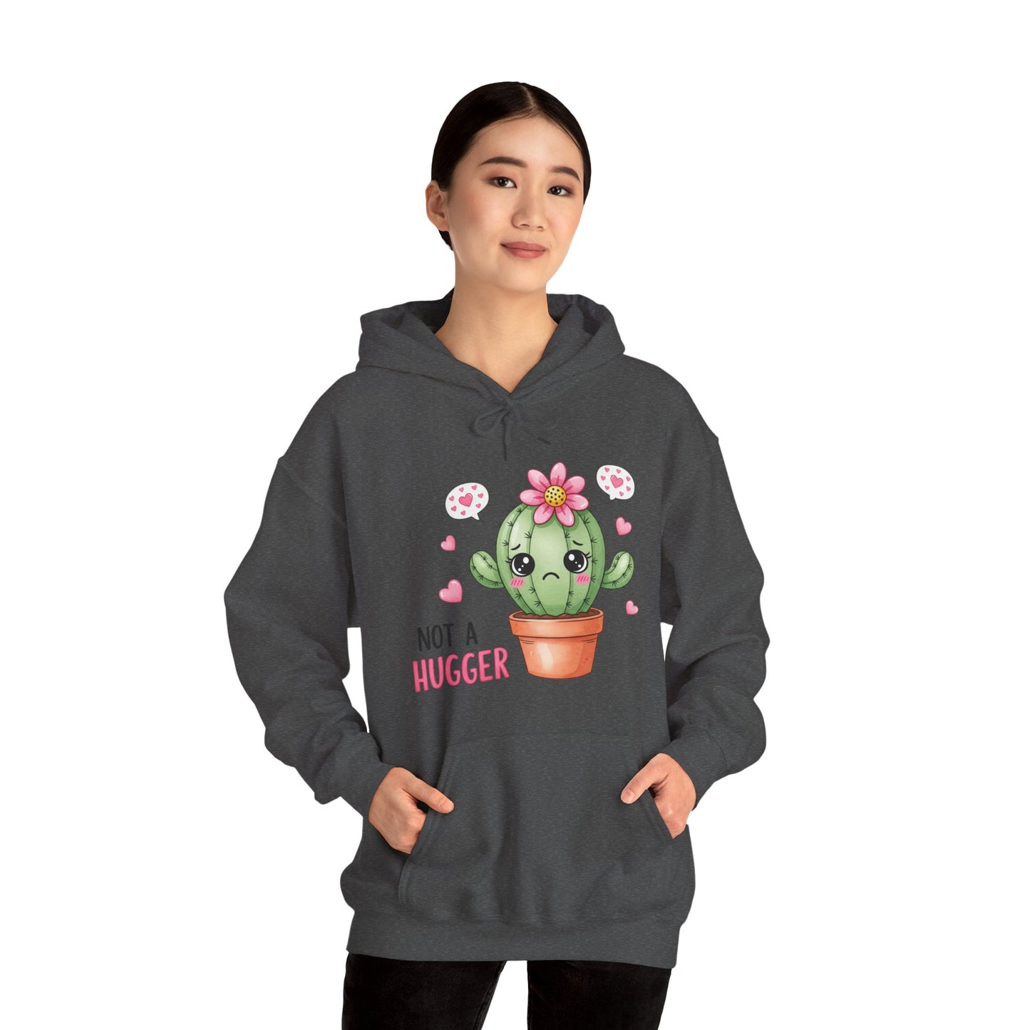 Hoodie — Cute Cactus “Not a Hugger” Graphic Pullover