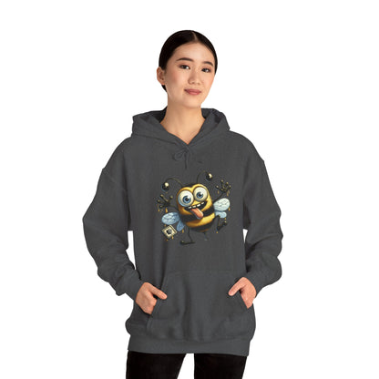 Bee Cartoon Hoodie – Cute Smiling Bee with Honey Jar & Honeycomb Graphic