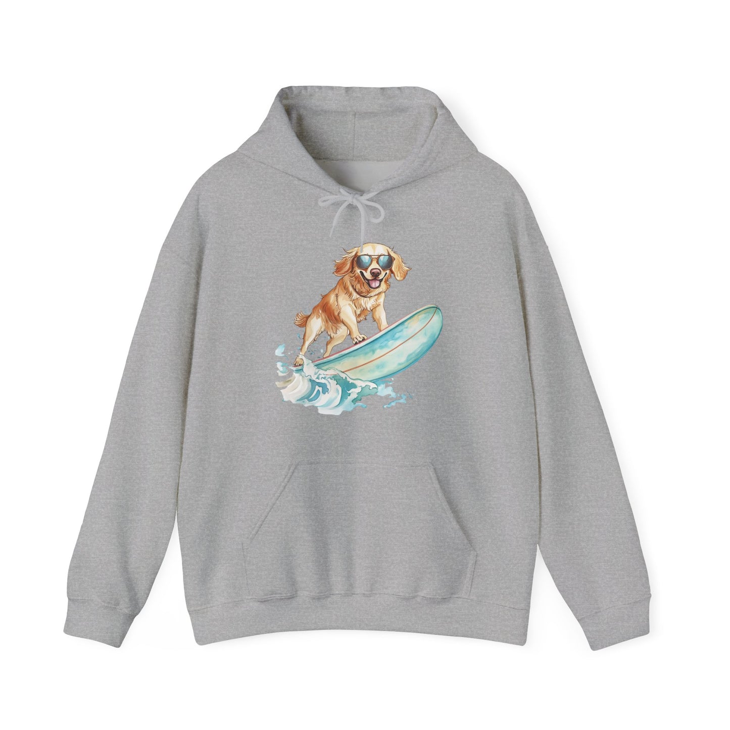 Surfing Golden Retriever Hoodie – Cute Dog Surfboard Pullover