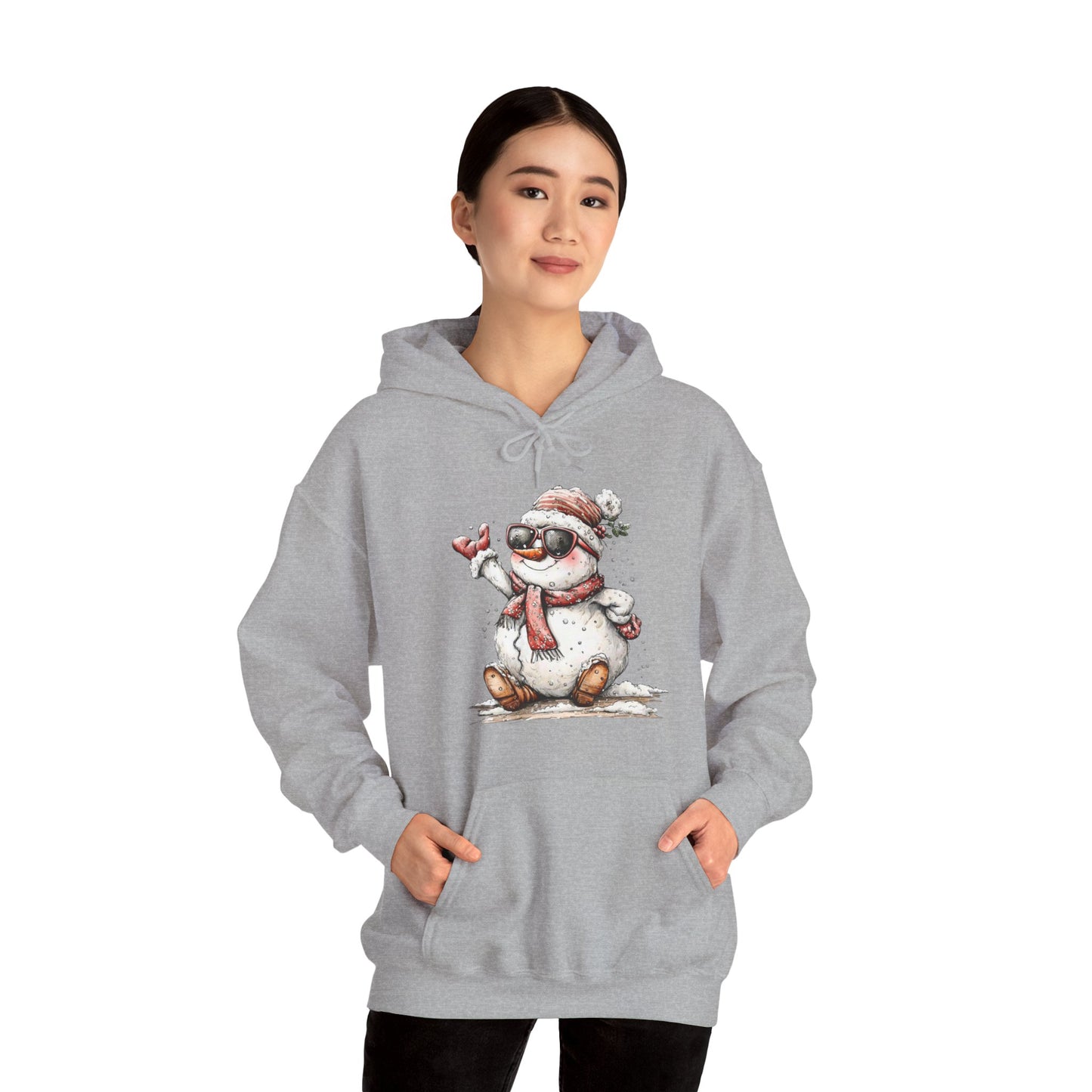 Snowman Holiday Hoodie — Cute Winter Snowman Wearing Scarf & Hat Sweatshirt