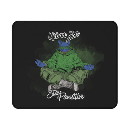 Gaming Mouse Pad — "Urban Zen" Cat Meditating | Non-Slip Keyboard Pad