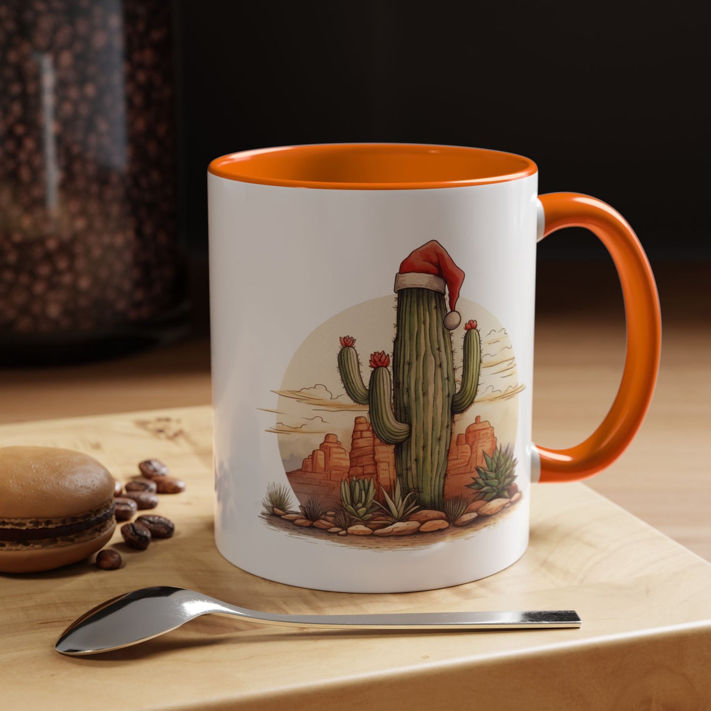 New Year Cactus Mug – Santa Hat Desert Mug – Southwestern Holiday Coffee Cup – Funny Festive Cactus New Year Gift