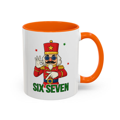 Six Seven Nutcracker Coffee Mug — Holiday Military Band Graphic Accent Mug (11/15oz)