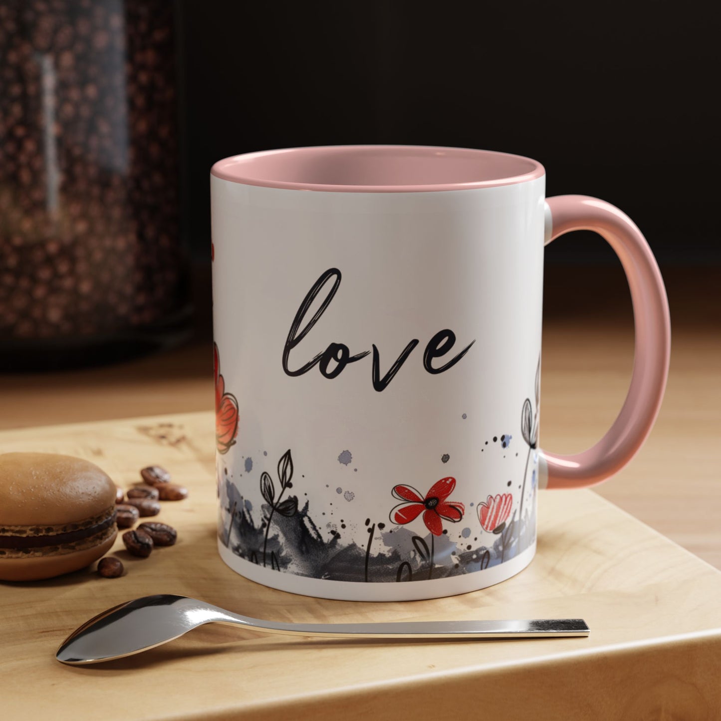 Cute Love Girl Mug – Romantic Flower Illustration Coffee Cup