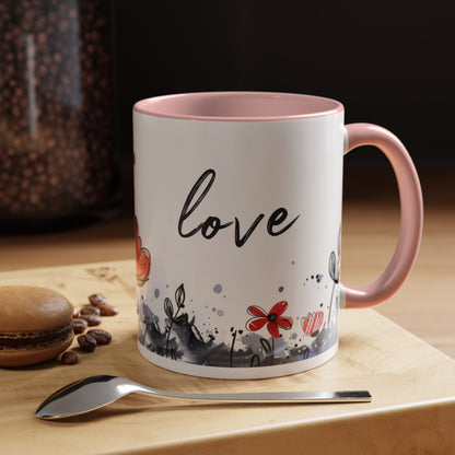Cute Love Girl Mug – Romantic Flower Illustration Coffee Cup