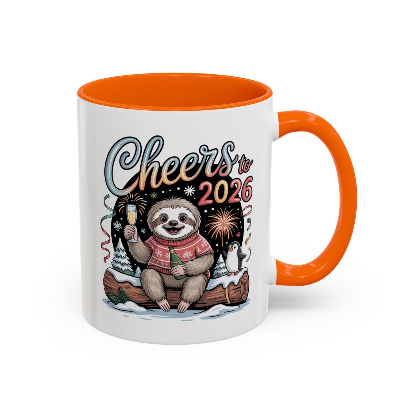 Cheers to 2026 Sloth New Year Mug – Cute Celebration Coffee Cup