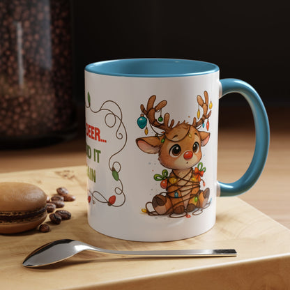 Oh Deer I Did It Again – Cute Christmas Reindeer Mug, Holiday Lights Coffee Cup (11oz/15oz)