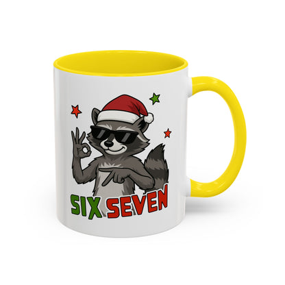 Christmas Raccoon Coffee Mug — 'Six Seven' Holiday Accent Mug (11/15 oz)