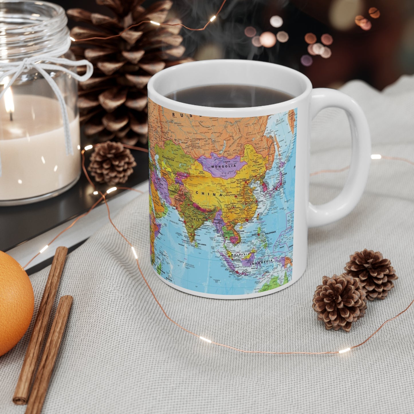 World Map Mug Colorful Geography Coffee Mug