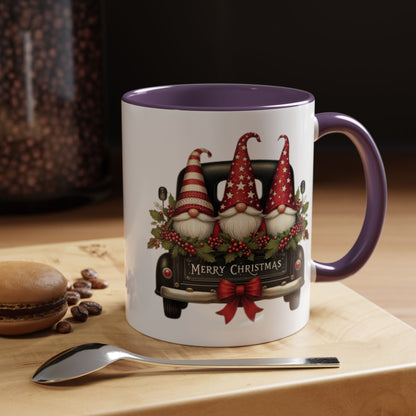 Christmas Gnome Mug – Cute Gnomes in Vintage Truck – Merry Christmas Holiday Coffee Cup – Cozy Winter Gift