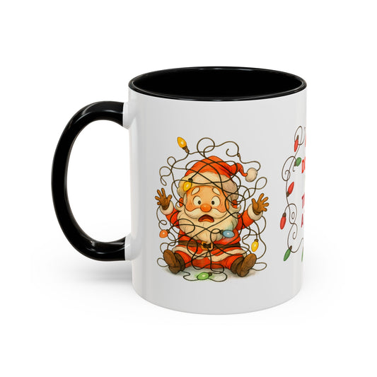 Don’t Get Your Tinsel in a Tangle – Funny Santa Christmas Mug, Holiday Lights Coffee Cup (11oz/15oz)