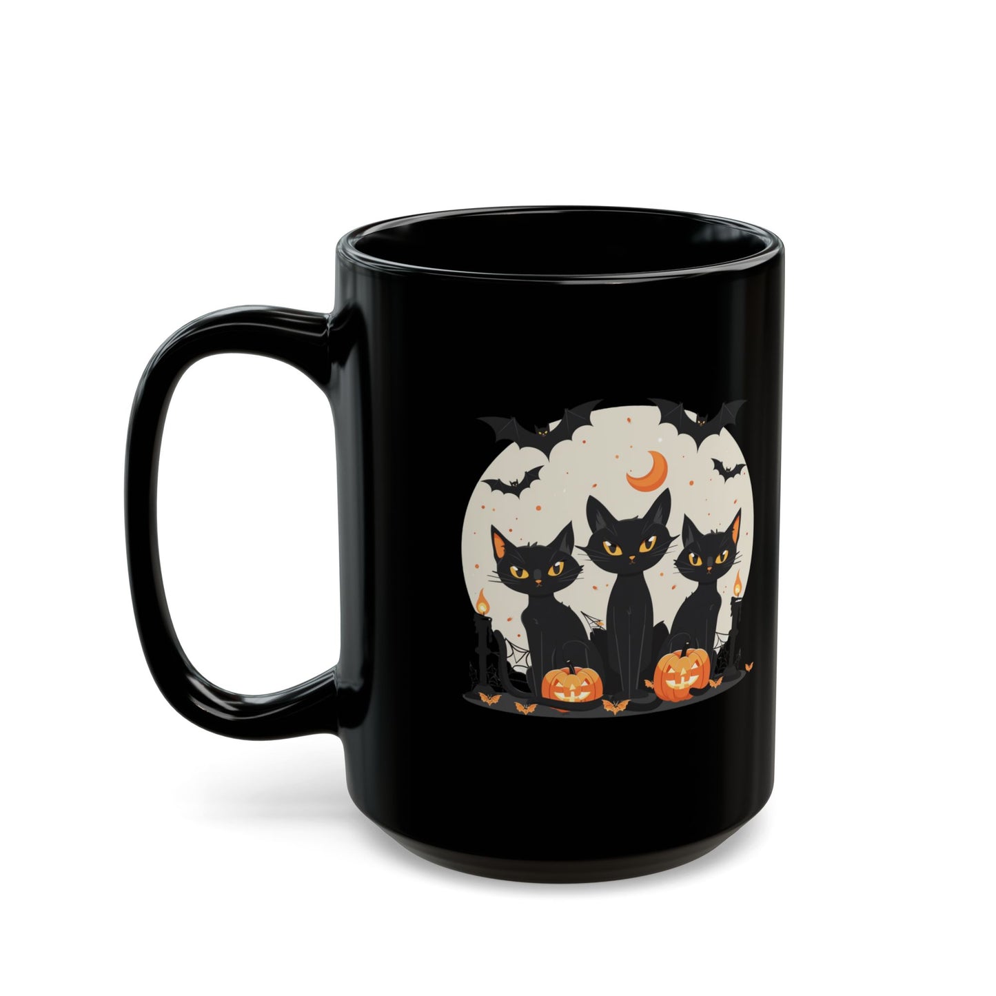Halloween Black Cat Mug – Spooky Pumpkin Design