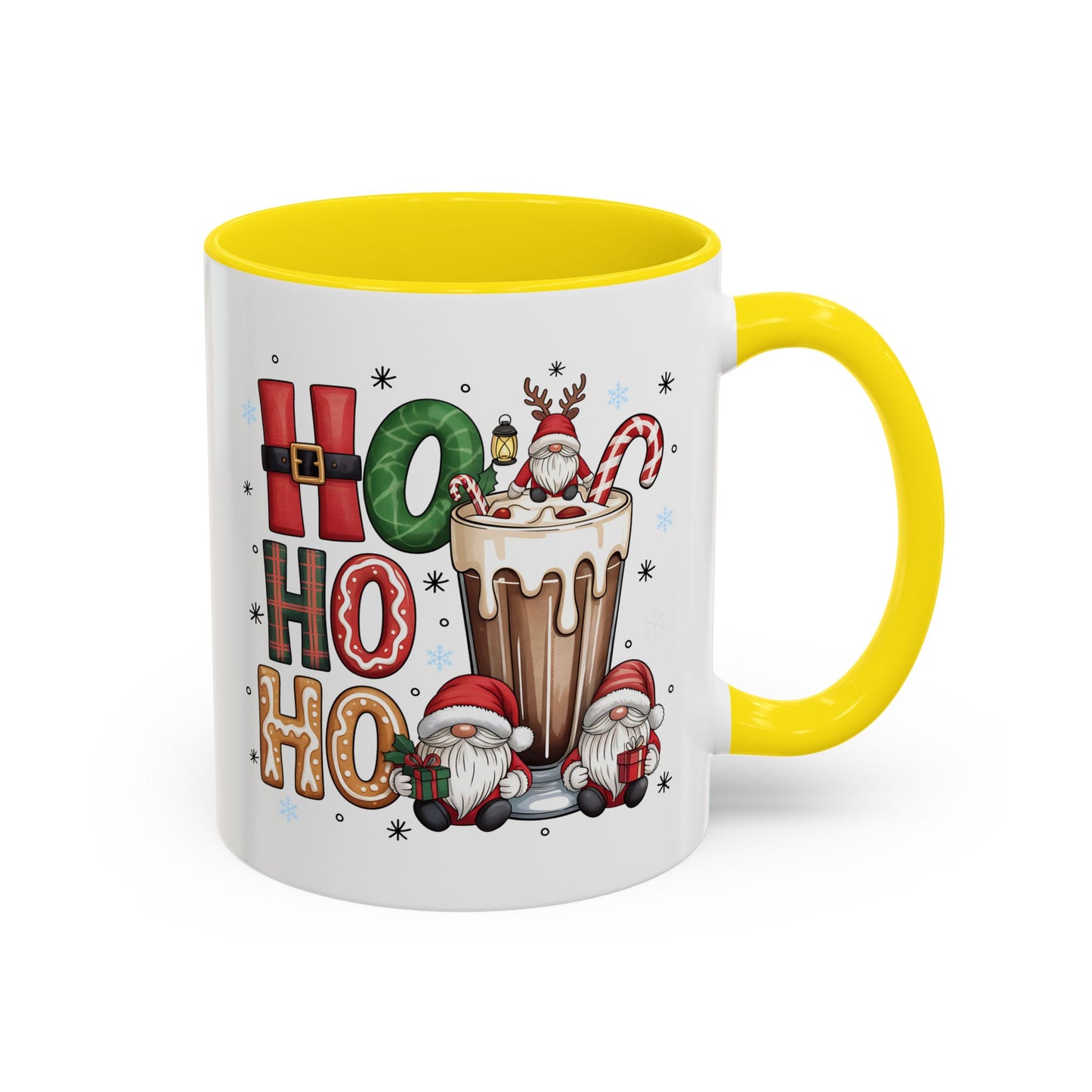 Ho Ho Ho Christmas Coffee Mug — Festive Santa Gnomes Hot Cocoa Accent Mug (11/15oz)
