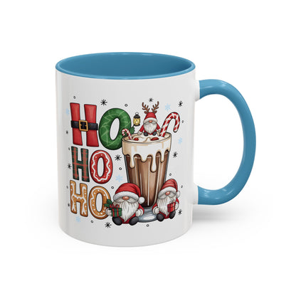 Ho Ho Ho Christmas Coffee Mug — Festive Santa Gnomes Hot Cocoa Accent Mug (11/15oz)