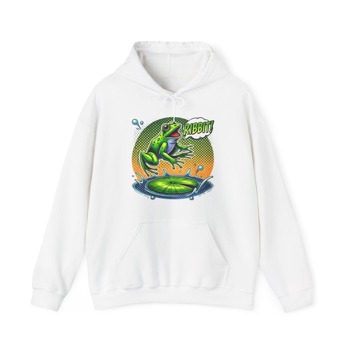 Frog Jump Hoodie – Retro Neon 'Ribbit' Graphic Sweatshirt