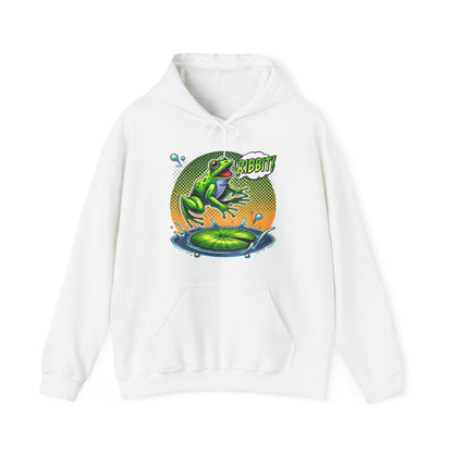 Frog Jump Hoodie – Retro Neon 'Ribbit' Graphic Sweatshirt