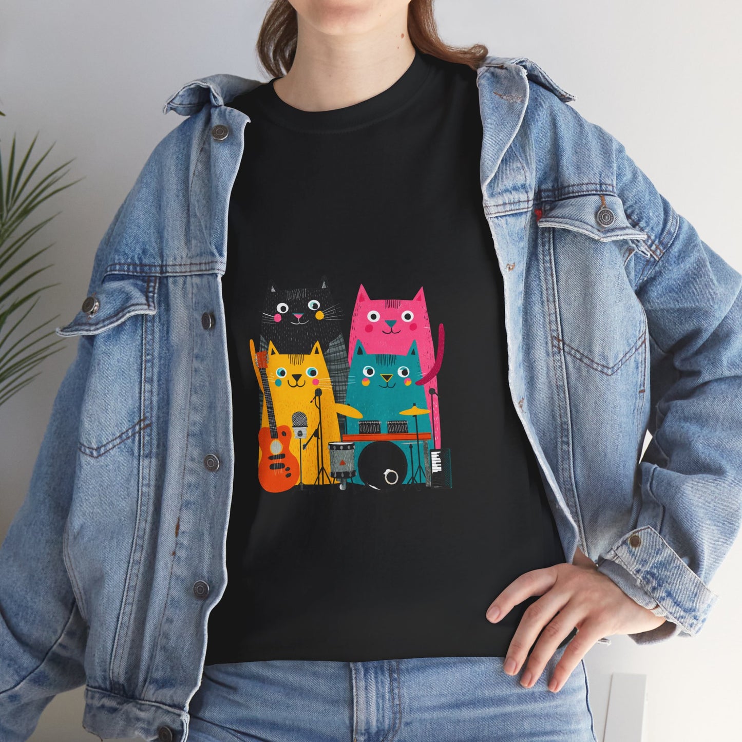Band Cats T-Shirt – Colorful Cat Music Graphic Tee