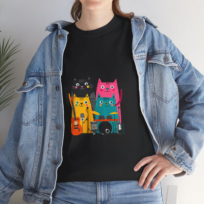 Band Cats T-Shirt – Colorful Cat Music Graphic Tee