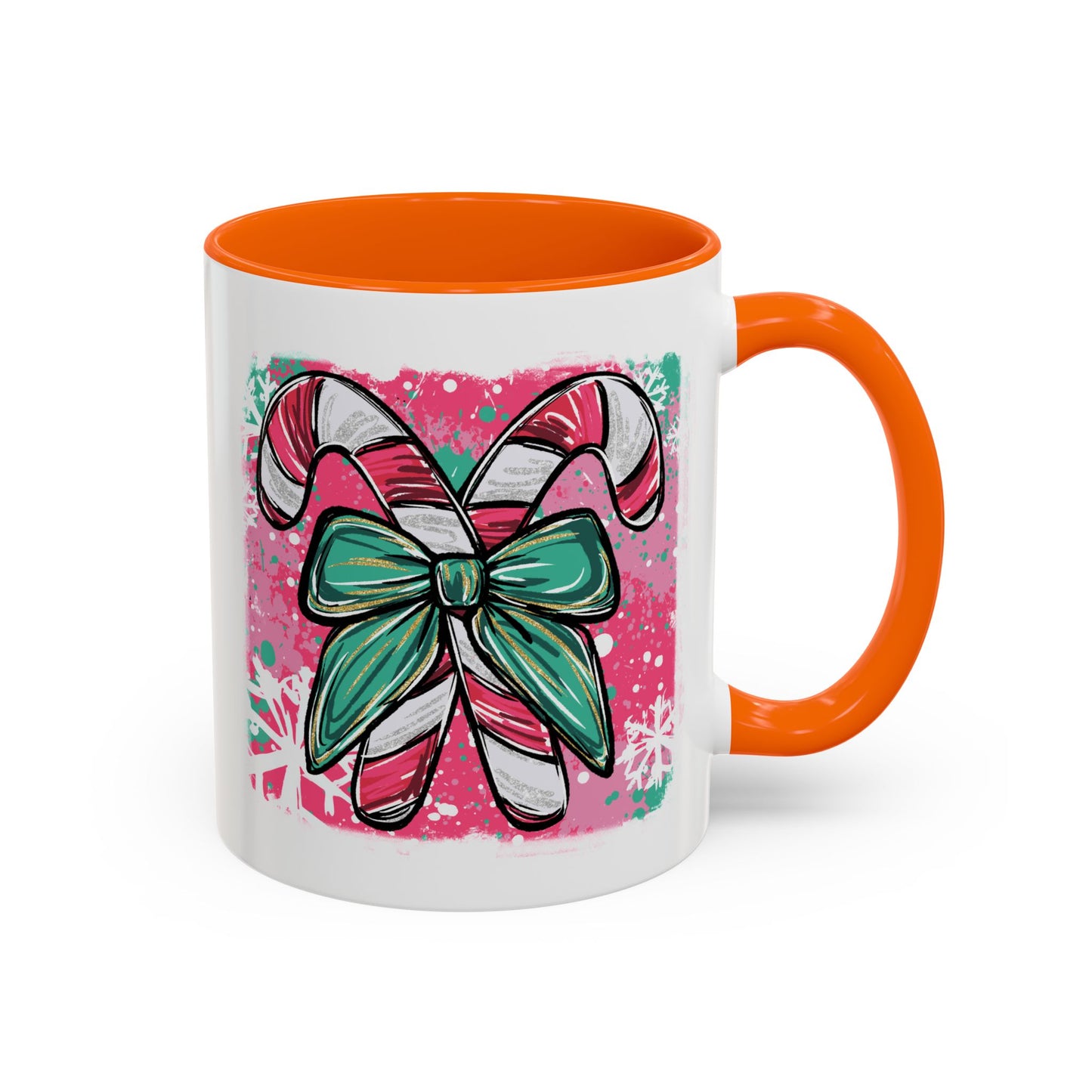 Candy Cane Bow Coffee Mug — Festive Holiday Accent Mug (11/15oz)