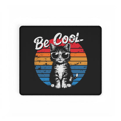 Be Cool Cat Desk Mat — Retro Sunglasses Kitten Large Mouse Pad