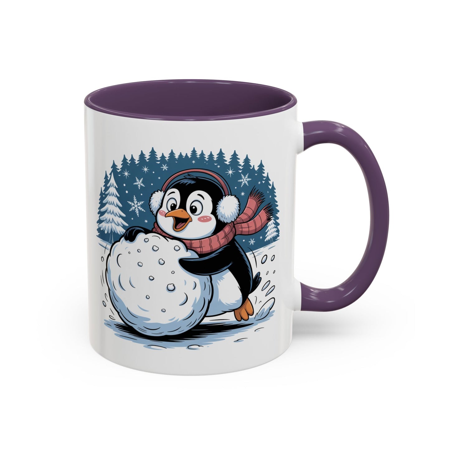 Cute Penguin Winter Mug Christmas Snowball Holiday Coffee Cup