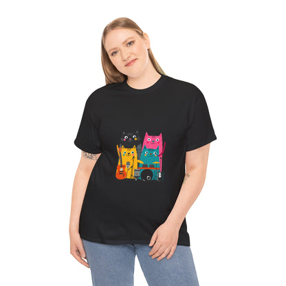 Band Cats T-Shirt – Colorful Cat Music Graphic Tee