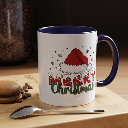 Merry Christmas Accent Coffee Mug — Holiday Santa Hat 11/15oz