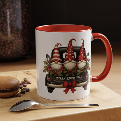 Christmas Gnome Mug – Cute Gnomes in Vintage Truck – Merry Christmas Holiday Coffee Cup – Cozy Winter Gift